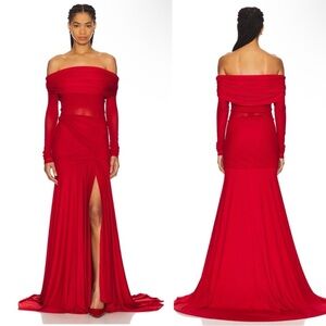 Deme by Gabriella Carla Gown Off The Shoulder in Red size Medium $380 MSRP